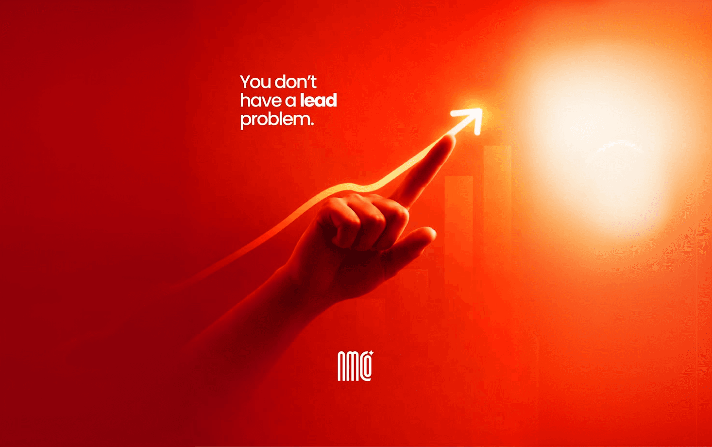Hand holding a glowing bulb with a red, fiery background.